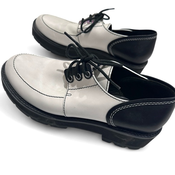 $595 3.1 Phillip Lim White/Black Leather Brogue Creeper Flats Sz 41 - Picture 4 of 10